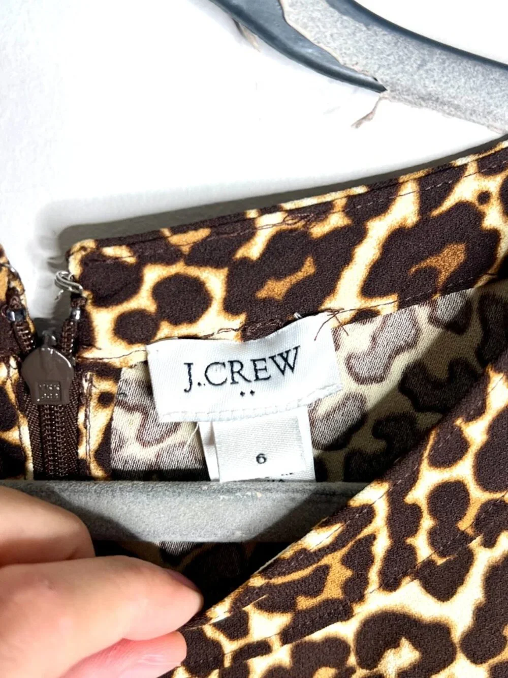 J. Crew Crepe Shift Dress in Cat Print Modest Career Fall Autumn Preppy Sz 6